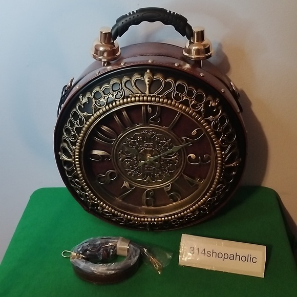 Handbags - Brown / Gold Fully Functional Clock Purse (With Detachable Strap)